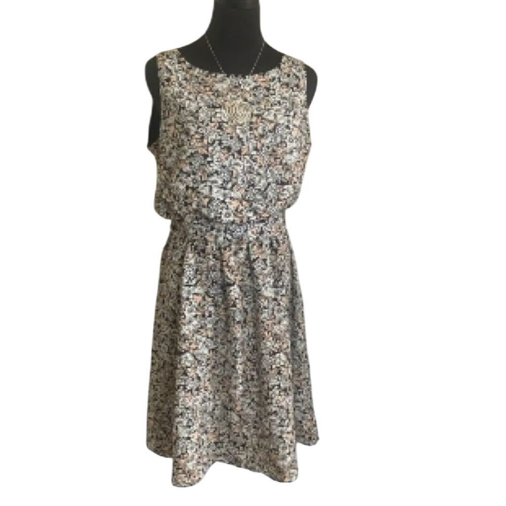 Anne Klein Floral Blouson Sleeveless Dress with Waist Tie Size 10